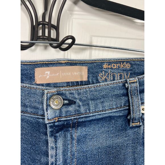 7FAMK Luxe Vintage Ankle Skinny Jeans Light Medium Wash Plus 33 Capsule Easy - Picture 3 of 8